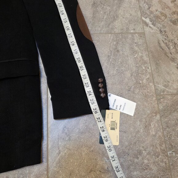 Vintage Polo Ralph Lauren Corduroy Blazer Mens 44L Black Leather Elbow Patches - Picture 8 of 11